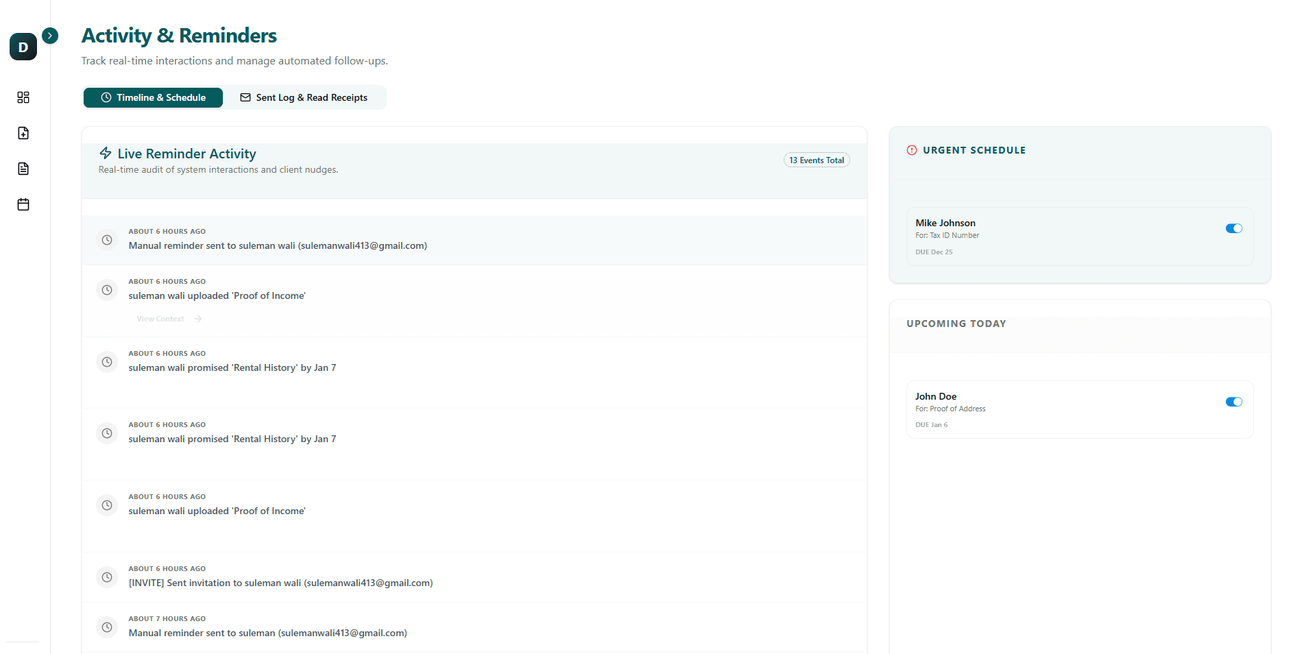 Automated Nudge Settings Interface